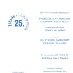 Predvianočný koncert pri príležitosti 25. výročia časopisu Záhorie, 2.12.2016 – pozvánka