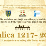 Odborný seminár Skalica 1217-2017, 21.9.2017, pozvánka