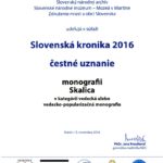 Slovenská kronika 2016, ocenenie monografie Skalica