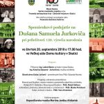 Putovanie skalickou históriou – Spomienkové podujatie na Dušana Samuela Jurkoviča, 20.9.2018 – pozvánka