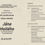 Spomienková slávnosť – 170. výročie úmrtia Jána Hollého, 28.4.2019