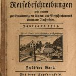 Titulný list 12. zväzku knihy Johann Bernoulli´s Sammlung kurzer Reisebeschreibungen und anderer zur Erweiterung der Länder- und Menschenkenntniss dienender Nachrichten z roku 1783 (zdroj Bavorská štátna knižnica, Mníchov)