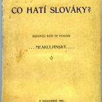 Titul brožúry Meakulpínského Co hatí Slováky?